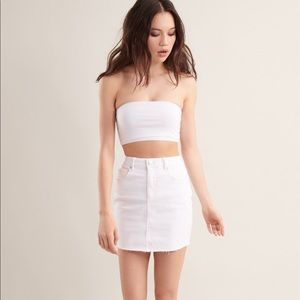 Garage white high rise denim skirt